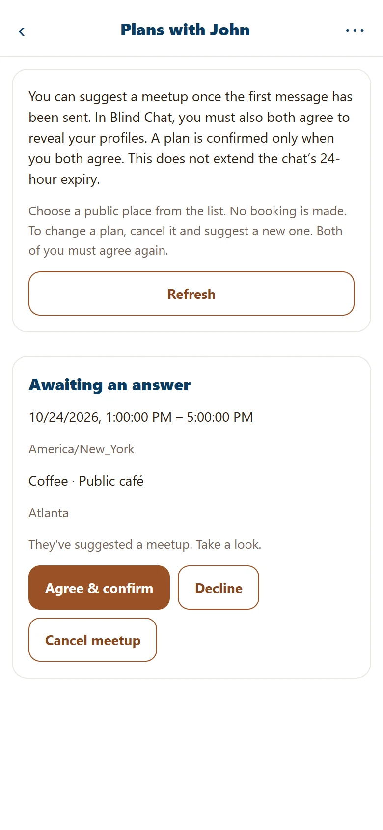Plan a Meetup invite screen with demo data